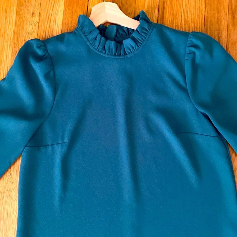 Long-sleeve ruffleneck top in 365 crepe